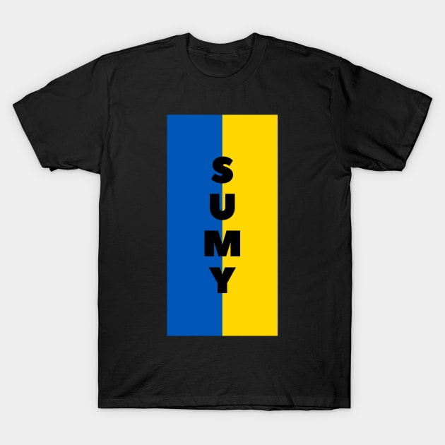 Sumy City in Ukrainian Flag Vertical T-Shirt by aybe7elf